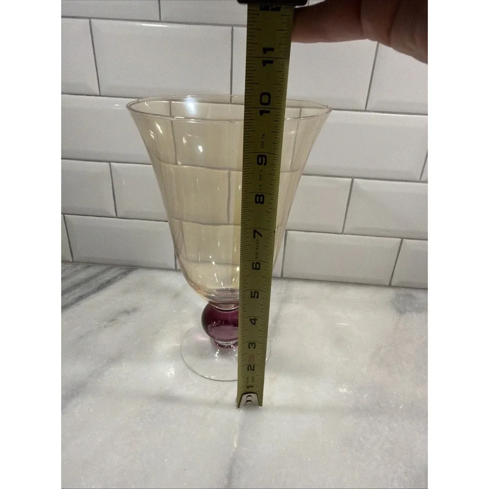 Elegant Clear Glass CRYSTAL TRUMPET VASE, Footed, Hand Made in Poland ~ 10